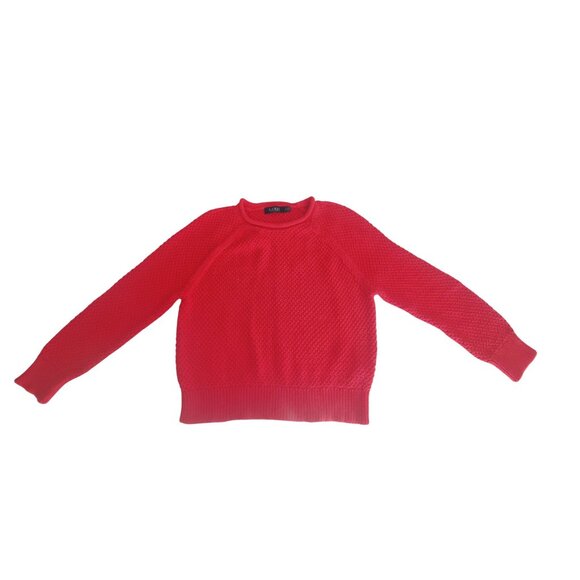 ⚡ Lauren Ralph Lauren Red Crewneck Sweater with Textured Knit – Size L – EUC - Picture 2 of 5